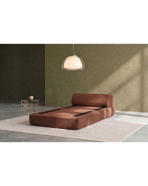 Fauteuil convertible et modulable en velours côtelé xl Tilia terracotta - 95x95x70,5 cm