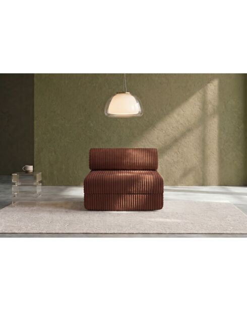 Fauteuil convertible et modulable en velours côtelé xl Tilia terracotta - 95x95x70,5 cm