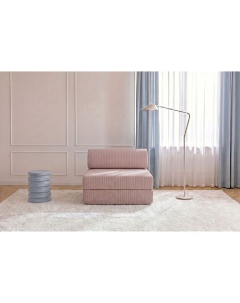 Lichtroze converteerbare en modulaire fauteuil van corduroy Lincoln - 95x95x70,5 cm
