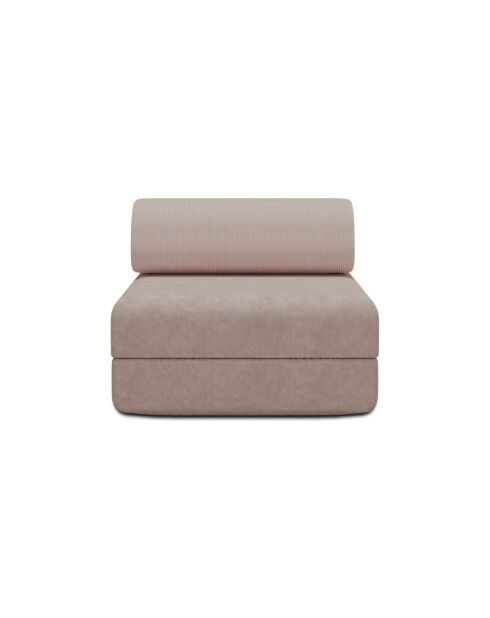 Lichtroze converteerbare en modulaire fauteuil van corduroy Lincoln - 95x95x70,5 cm