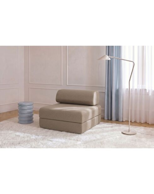 Fauteuil convertible et modulable en tissu lisse Gemma marron - 95x95x70,5 cm