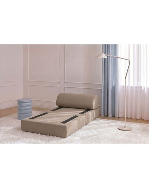 Fauteuil convertible et modulable en tissu lisse Gemma marron - 95x95x70,5 cm