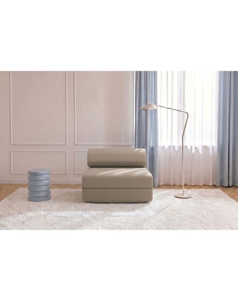 Fauteuil convertible et modulable en tissu lisse Gemma marron - 95x95x70,5 cm