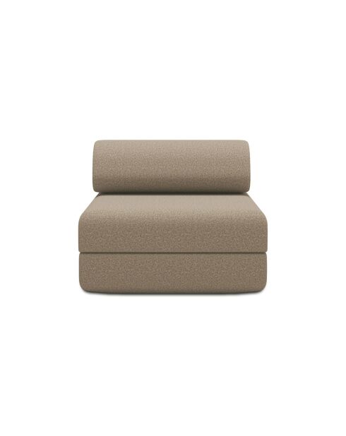 Fauteuil convertible et modulable en tissu lisse Gemma marron - 95x95x70,5 cm