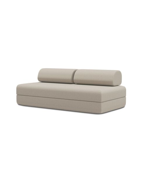 Canapé droit convertible et modulable 3 places en tissu lisse Gemma beige - 190x95x70,5 cm