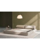Canapé droit convertible et modulable 3 places en tissu lisse Gemma beige - 190x95x70,5 cm