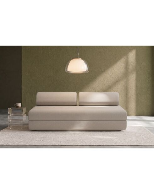 Canapé droit convertible et modulable 3 places en tissu lisse Gemma beige - 190x95x70,5 cm