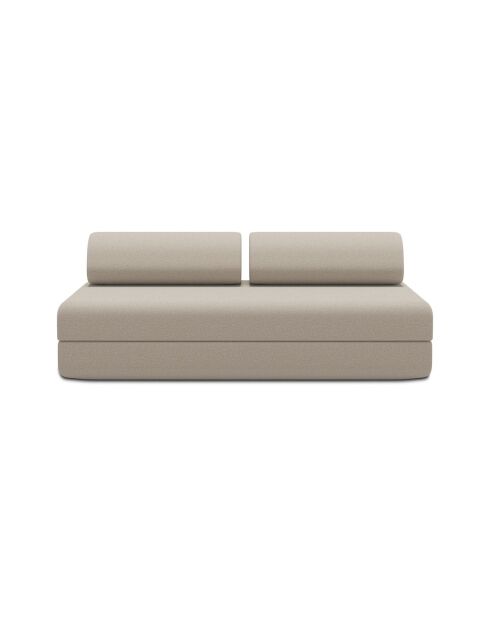 Canapé droit convertible et modulable 3 places en tissu lisse Gemma beige - 190x95x70,5 cm