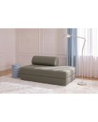 Canapé droit convertible et modulable 2 places en tissu lisse Gemma taupe - 148x95x70,5 cm