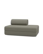 Canapé droit convertible et modulable 2 places en tissu lisse Gemma taupe - 148x95x70,5 cm