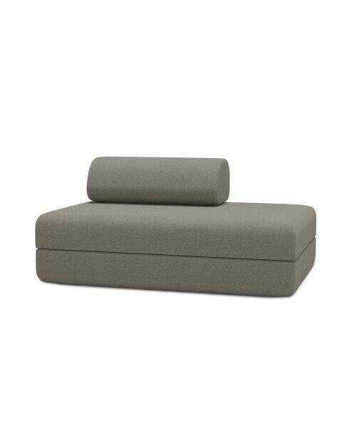Canapé droit convertible et modulable 2 places en tissu lisse Gemma taupe - 148x95x70,5 cm