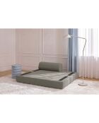 Canapé droit convertible et modulable 2 places en tissu lisse Gemma taupe - 148x95x70,5 cm