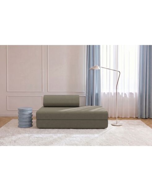 Canapé droit convertible et modulable 2 places en tissu lisse Gemma taupe - 148x95x70,5 cm