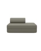 Canapé droit convertible et modulable 2 places en tissu lisse Gemma taupe - 148x95x70,5 cm