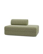 Canapé droit convertible et modulable 2 places en tissu tweed Coco vert - 148x95x70,5 cm