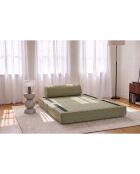 Canapé droit convertible et modulable 2 places en tissu tweed Coco vert - 148x95x70,5 cm