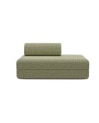 Canapé droit convertible et modulable 2 places en tissu tweed Coco vert - 148x95x70,5 cm