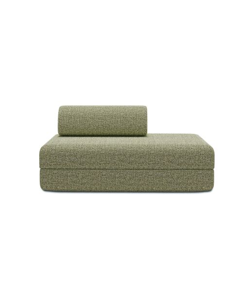Canapé droit convertible et modulable 2 places en tissu tweed Coco vert - 148x95x70,5 cm