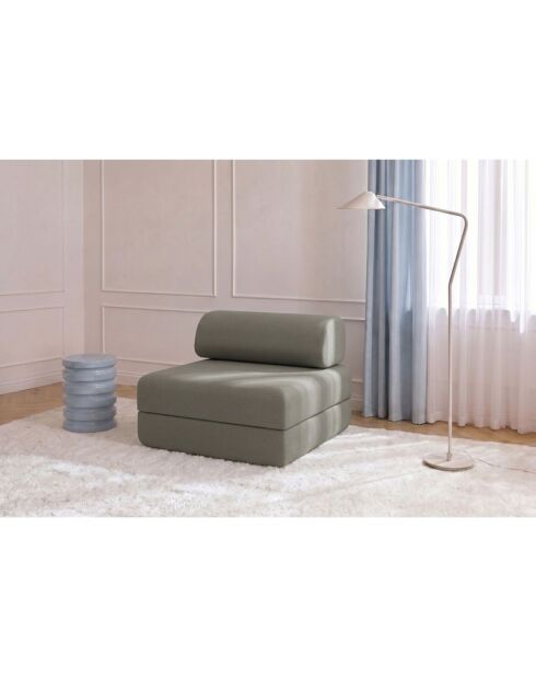 Fauteuil convertible et modulable en tissu lisse Gemma taupe - 95x95x70,5 cm