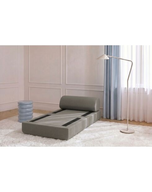 Fauteuil convertible et modulable en tissu lisse Gemma taupe - 95x95x70,5 cm