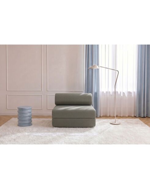 Fauteuil convertible et modulable en tissu lisse Gemma taupe - 95x95x70,5 cm