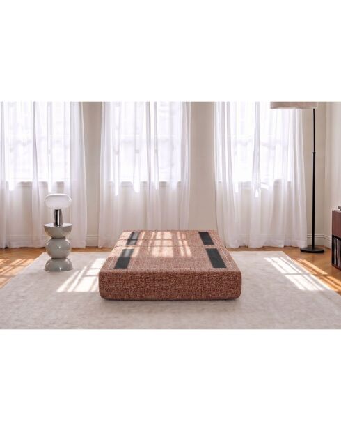 Converteerbare en modulaire voetenbank in rode Coco tweedstof - 95x95x42 cm