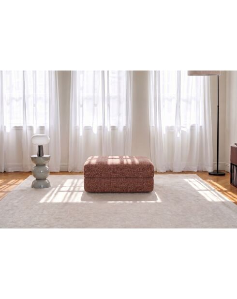 Converteerbare en modulaire voetenbank in rode Coco tweedstof - 95x95x42 cm