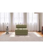Fauteuil convertible et modulable en tissu tweed Coco vert - 95x95x70,5 cm