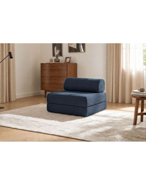 Lincolnblauwe converteerbare en modulaire corduroy fauteuil - 95x95x70,5 cm
