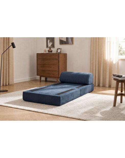 Lincolnblauwe converteerbare en modulaire corduroy fauteuil - 95x95x70,5 cm