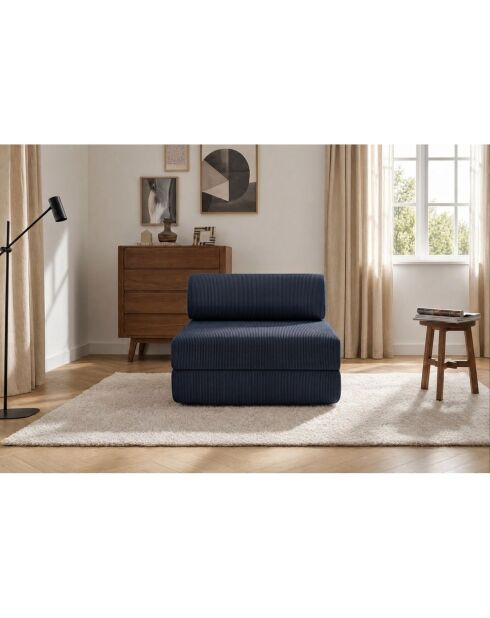 Lincolnblauwe converteerbare en modulaire corduroy fauteuil - 95x95x70,5 cm