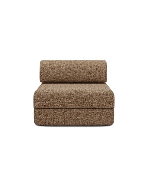 Poltrona trasformabile e modulare in tessuto tweed Coco marrone - 95x95x70,5 cm