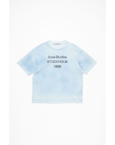 Blaues Baumwoll-T-Shirt mit gespritztem Logo