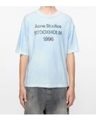 Blaues Baumwoll-T-Shirt mit gespritztem Logo