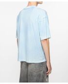 Blaues Baumwoll-T-Shirt mit gespritztem Logo