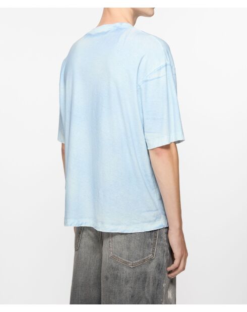 Blaues Baumwoll-T-Shirt mit gespritztem Logo