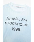 Blaues Baumwoll-T-Shirt mit gespritztem Logo