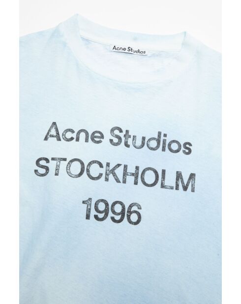 Blaues Baumwoll-T-Shirt mit gespritztem Logo