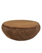 Mesita de madera de teca reciclada marrón - D.80 cm