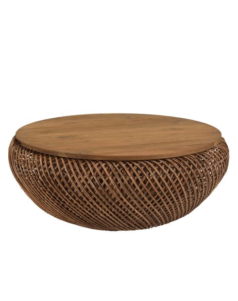 Mesita de madera de teca reciclada marrón - D.80 cm
