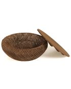 Mesita de madera de teca reciclada marrón - D.80 cm
