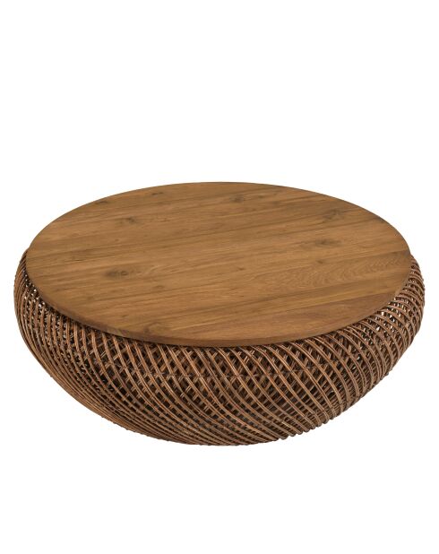 Mesita de madera de teca reciclada marrón - D.80 cm