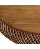 Mesita de madera de teca reciclada marrón - D.80 cm