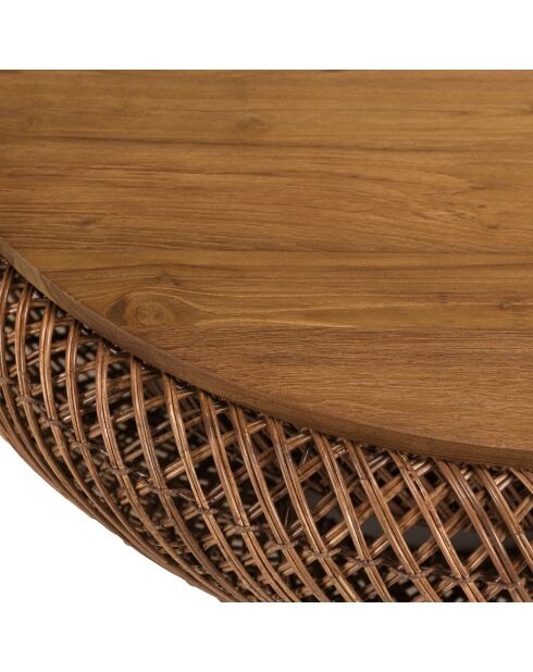 Mesita de madera de teca reciclada marrón - D.80 cm