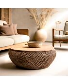 Mesita de madera de teca reciclada marrón - D.80 cm