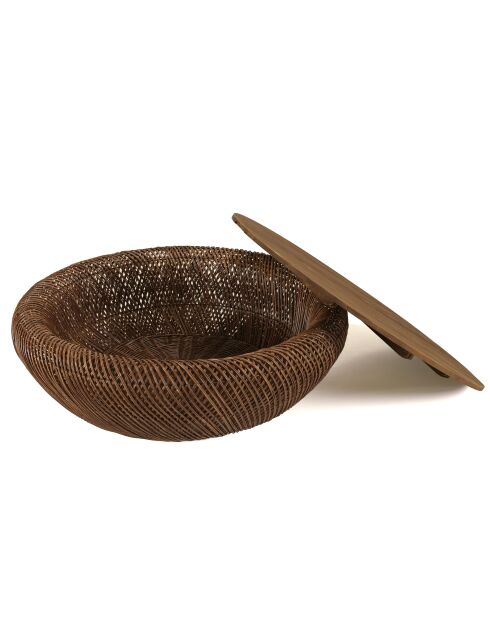 Mesita de madera de teca reciclada marrón - D.100 cm