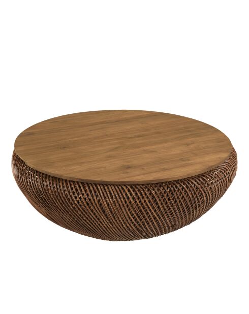 Mesita de madera de teca reciclada marrón - D.100 cm