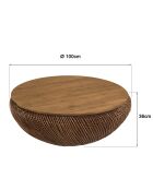 Mesita de madera de teca reciclada marrón - D.100 cm