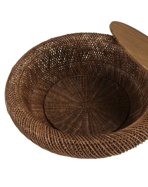Mesita de madera de teca reciclada marrón - D.100 cm