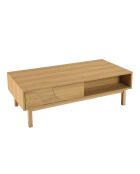 Mesita de 2 cajones y 2 nichos con decoración natural de motivos redondeados, 120 x 60 x 40 cm